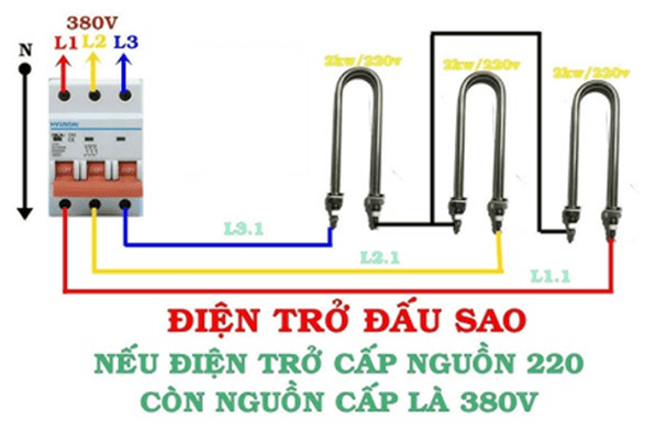 Cách đấu điện trở nhiệt đấu kiểu sao