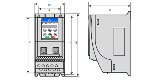 Kích thước biến tần MD200T01.5B-INT - Biến tần Inovance MD200 3 pha 380V 1.5kW