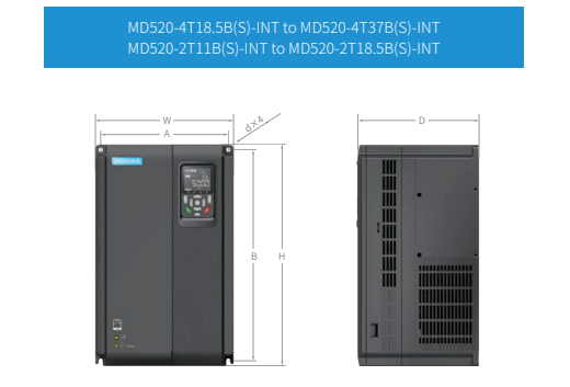 Kích thước biến tần MD520-4T18.5B(S)(-T)-INT - Biến tần Inovance MD520 3 pha 380V 18.5kW