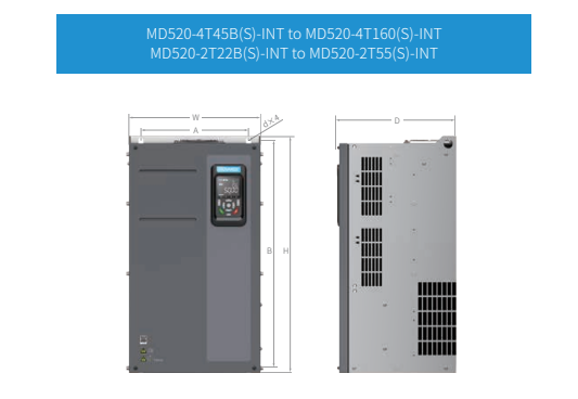 Kích thước biến tần MD520-4T30B(S)-INT - Biến tần Inovance MD520 3 pha 380V 30kW