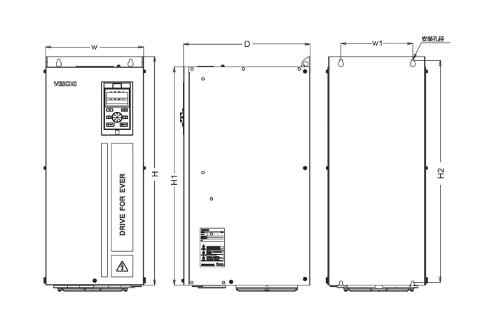 Kích thước Biến tần Veichi AC310-T2-030G