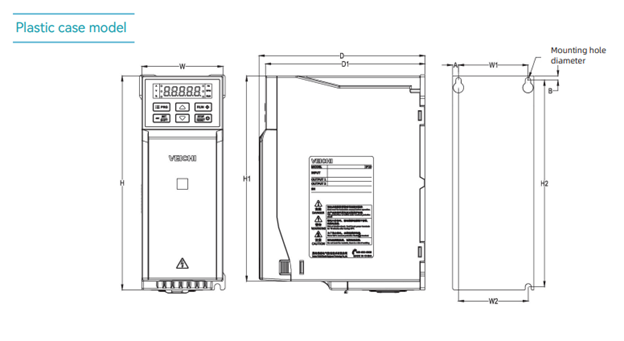 Kích thước Biến tần Veichi AC310-T3-090G/110P