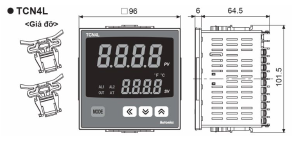 Kích thước bộ điều khiển nhiệt độ Autonics TCN4L-24R