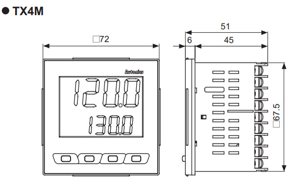 Kích thước bộ điều khiển nhiệt độ Autonics TX4M-14R