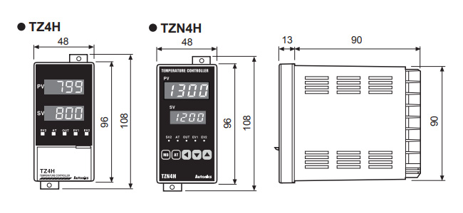 Kích thước bộ điều khiển nhiệt độ Autonics TZ4H-14S