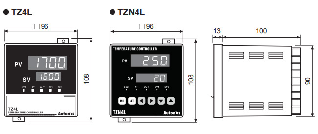 Kích thước bộ điều khiển nhiệt độ Autonics TZ4L-14C