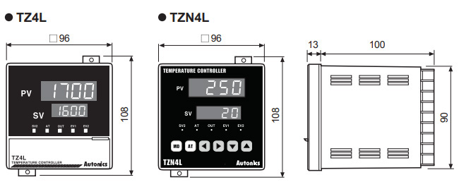 Kích thước bộ điều khiển nhiệt độ Autonics TZN4L-14S