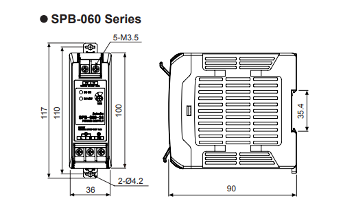 Kích thước bộ nguồn Autonics SPB-060-24
