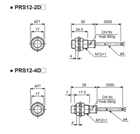 Kích thước bộ điều khiển nhiệt độ Autonics PRS12-4DN
