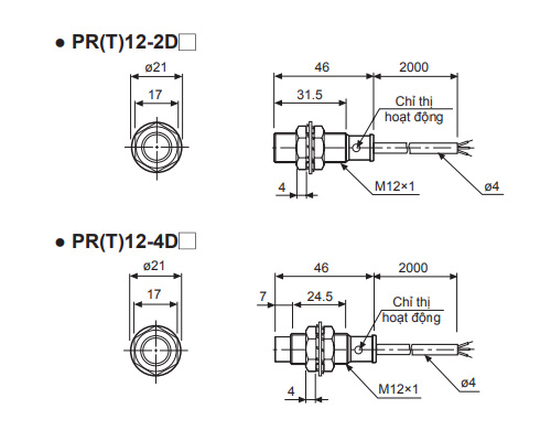 Kích thước bộ điều khiển nhiệt độ Autonics PRT12-2DC