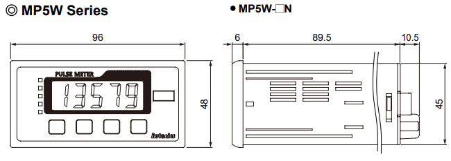 Kích thước đồng hồ đo xung Autonics MP5W-29