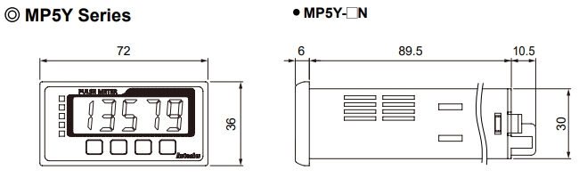Kích thước đồng hồ đo xung Autonics MP5Y-24