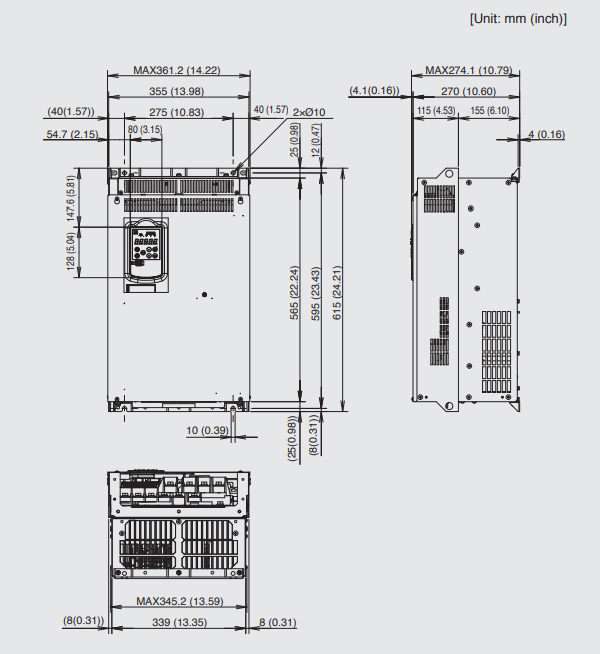 Kích thước biến tần Fuji Mega FRN0112G2E-4G