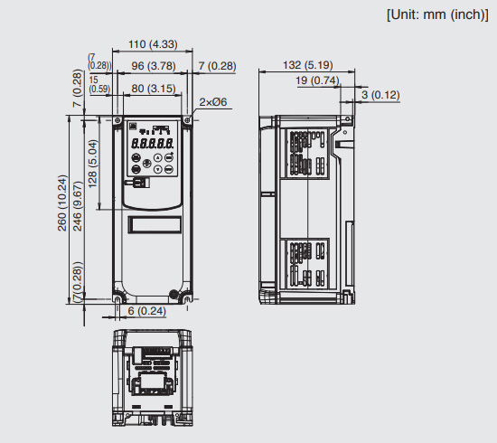 Kích thước biến tần Fuji Mega FRN0003G2S-2G