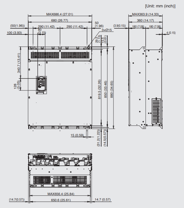 Kích thước biến tần Fuji Mega FRN0216G2S-2G