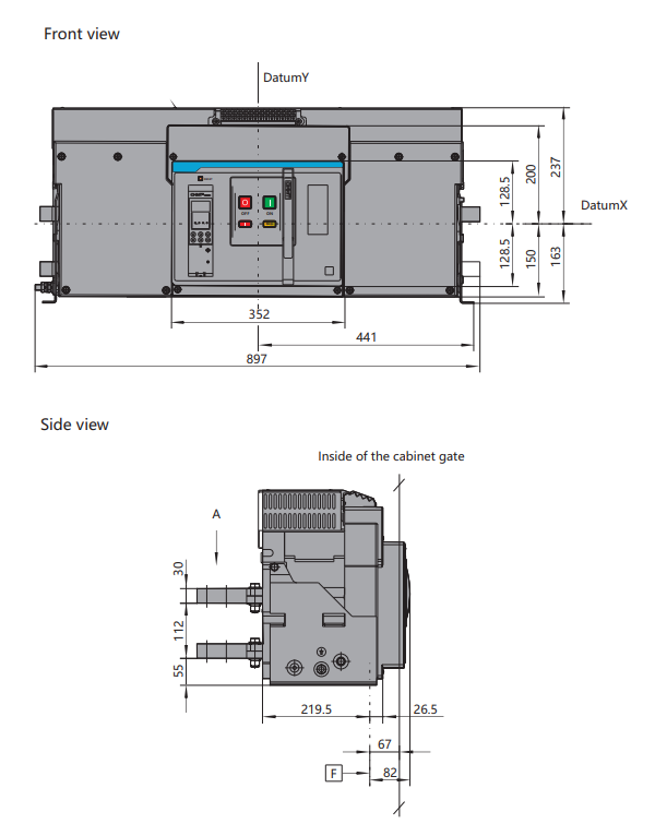 Kích thước Máy cắt ACB CHINT NXA63H63-MF3