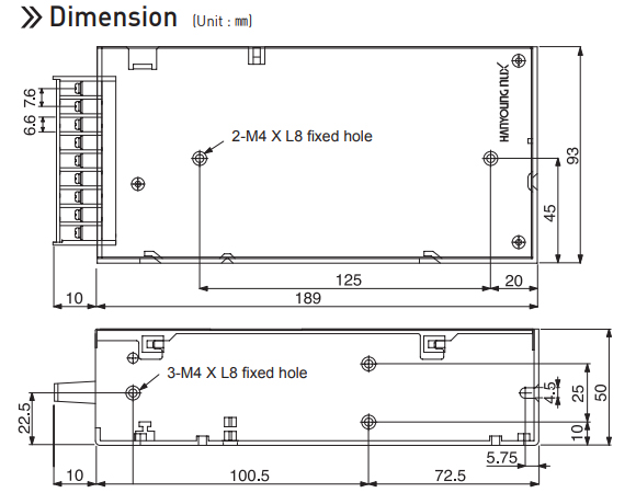  Kích thước bộ nguồn Hanyoung TPS-100S-12