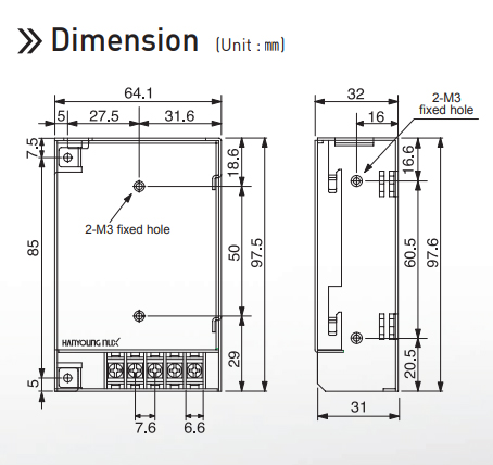  Kích thước bộ nguồn Hanyoung TPS-15S-15