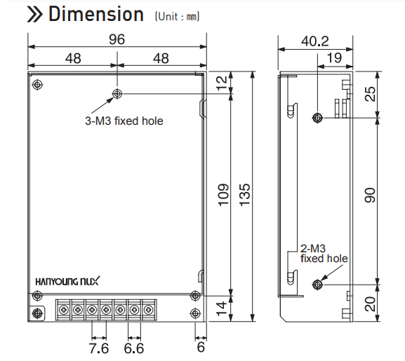  Kích thước bộ nguồn Hanyoung TPS-75S-05