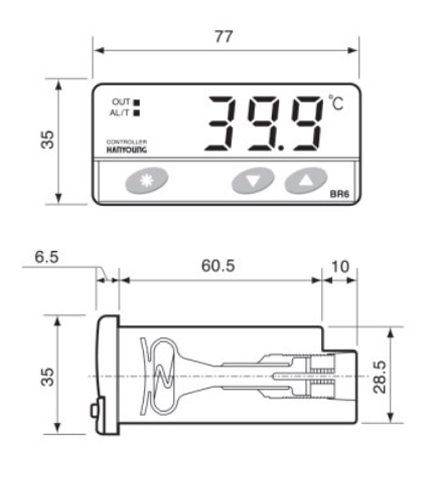Kích thước bộ điều khiển nhiệt độ Hanyoung BR6A-NM1P4-R