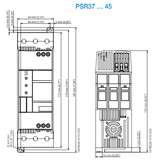 Kích thước khởi động mềm ABB PSR37-600-70 3P 380V 15kW