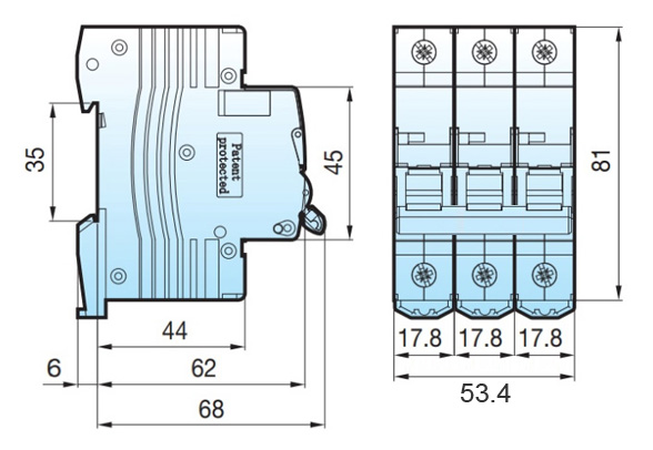 Kích thước Aptomat LS MCB 3P 20A 6KA BKJ63N 3P 20A: (mm)