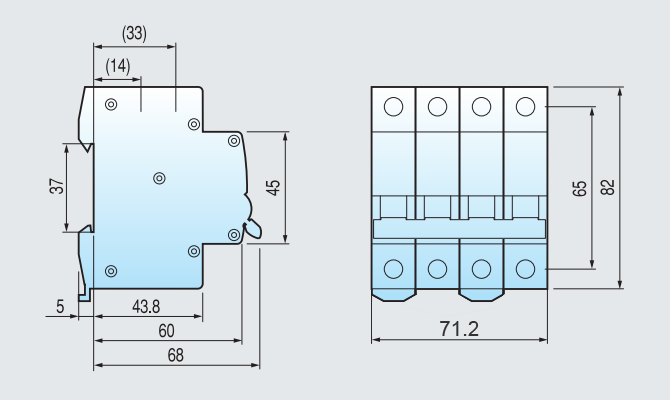 Kích thước Aptomat LS MCB BKN-b 40P 6A