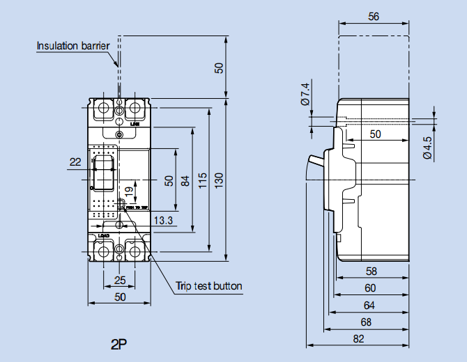 Kích thước Aptomat LS ABS32c 15A