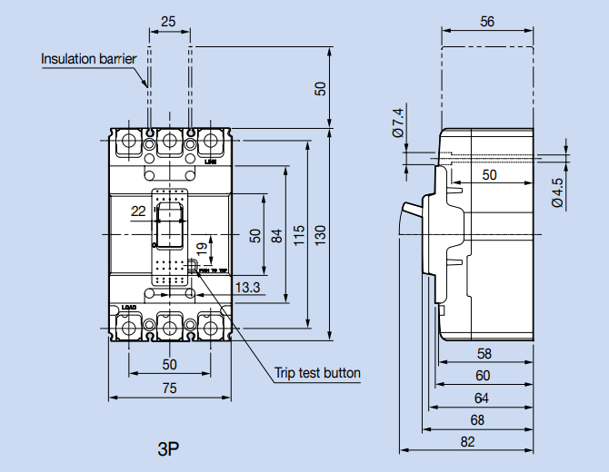 Kích thước Aptomat LS ABN103c 30A