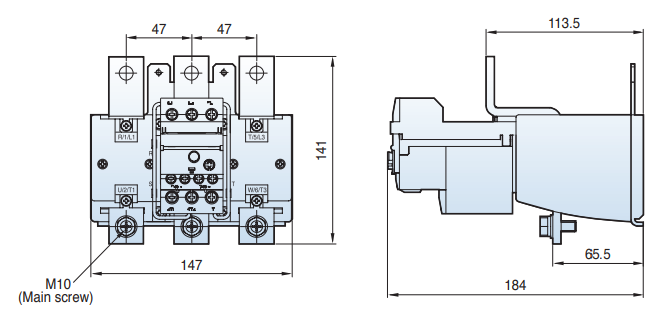 Kích thước Rơ le nhiệt LS MT-225 (100-160A)