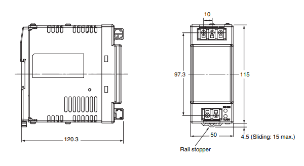 Kích thước bộ nguồn Omron S8VE-12024-F 5A 24V 120W