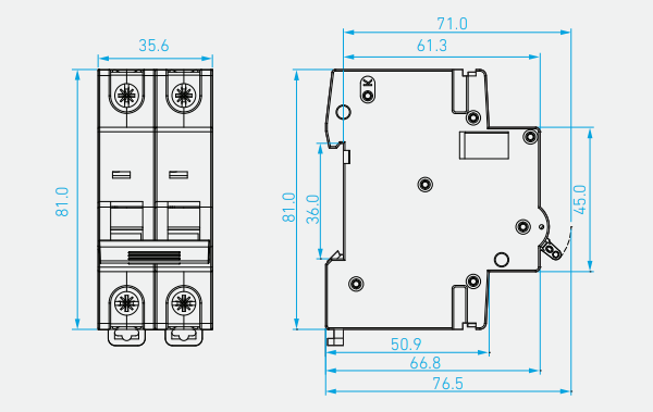 Kích thước Aptomat Hyundai MCB HGD63M 2P 40A