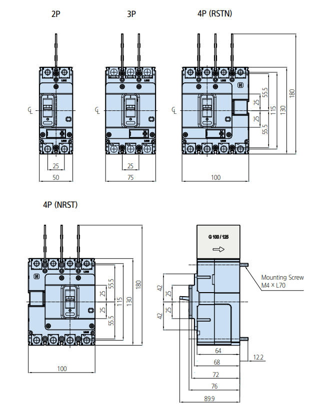 Aptomat Hyundai MCCB HGM100E 2P 63A