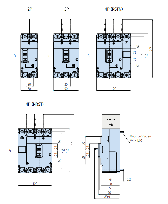 Aptomat Hyundai MCCB HGM125S 2P 100A