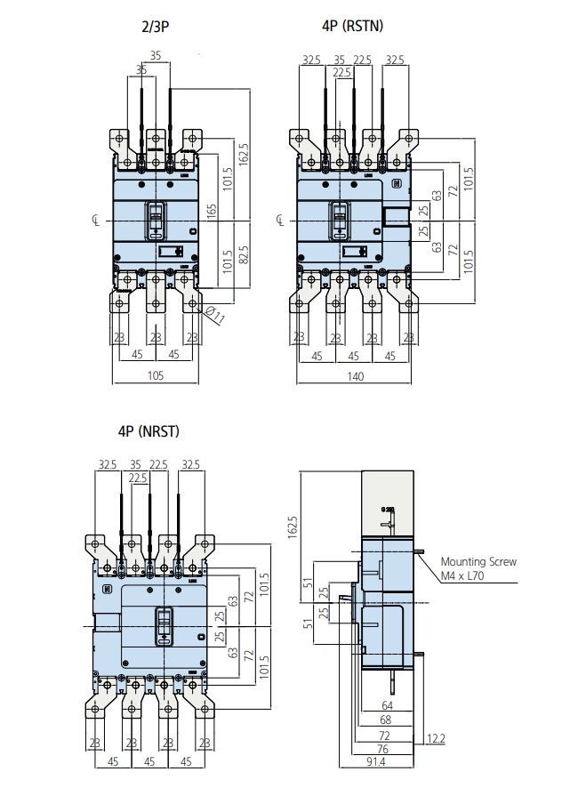 Aptomat Hyundai MCCB HGM250E 3P 200A