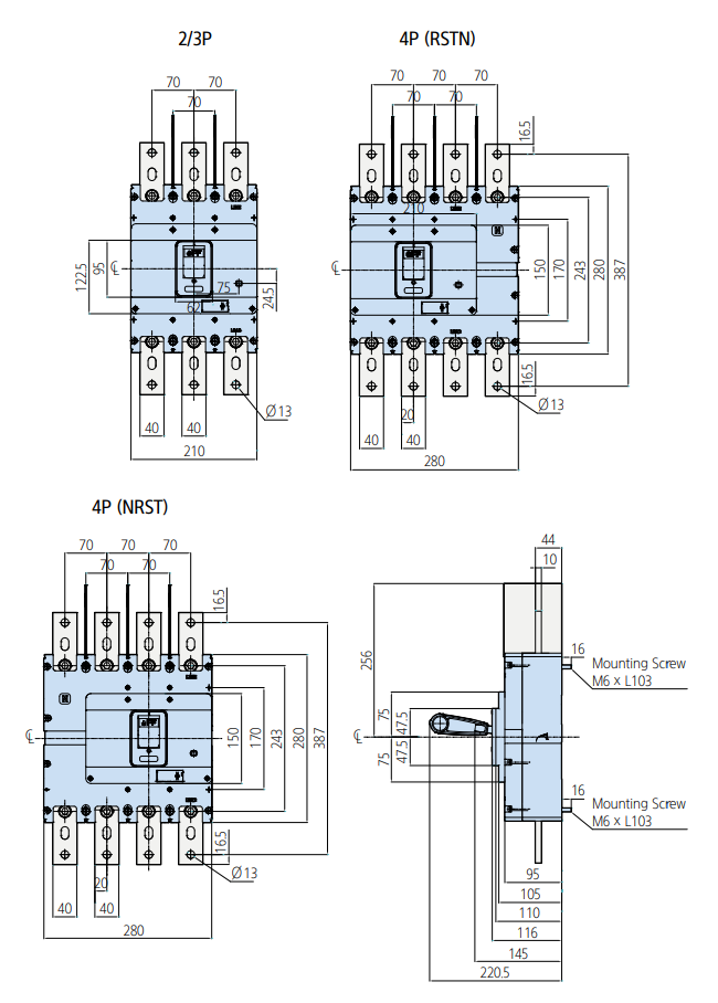 Aptomat Hyundai MCCB HGM630E 3P 630A