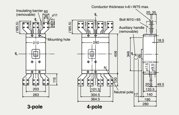 NF1600-SEW 3P 1600A | Aptomat Mitsubishi 3 pha 1600A 85kA