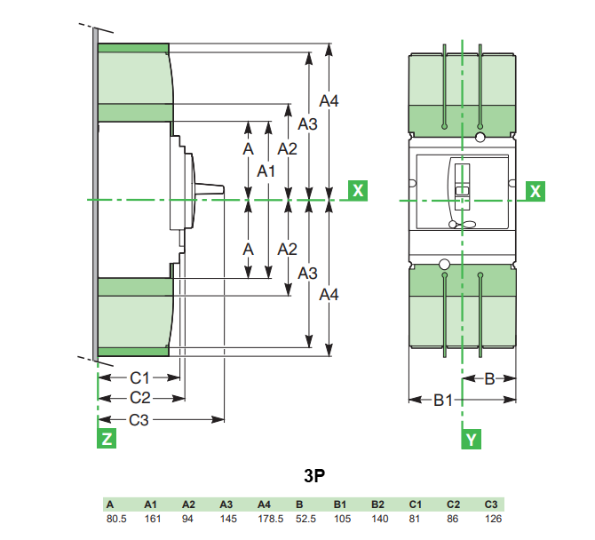 Kích thước Aptomat Schneider LV429630