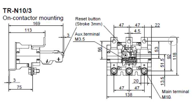 Kích thước Rơ le nhiệt Fuji TR-N10