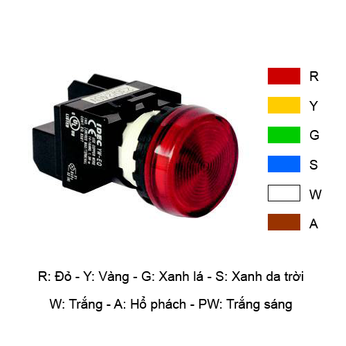 Đèn báo Idec YW1P-1EQ4A màu hổ phách size 22mm