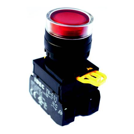 Nút nhấn Idec YW1L-AF2E11QM3R có đèn size 22mm 1NC-1NO nhấn giữ